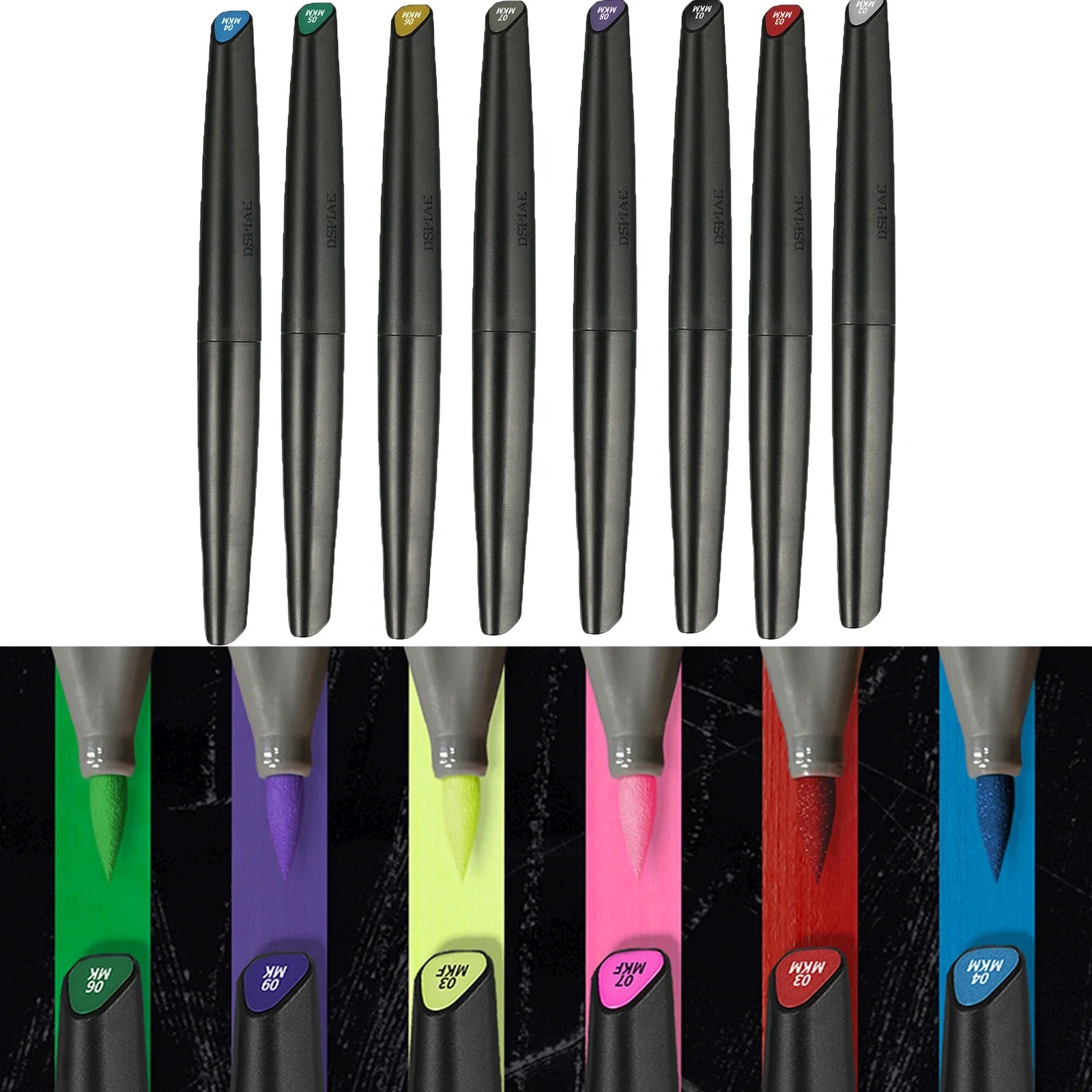 DSPIAE 5/8/12 Colors Brush Pen Environment-friendly Water-based Soft Head Marker Base Color Metallic Color  Fluorescent Color